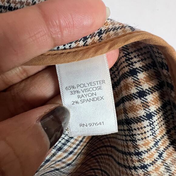 J Jill Plaid Blazer Sz M Brown Single Button Oversized Equestrian Preppy Capsule - Picture 9 of 13